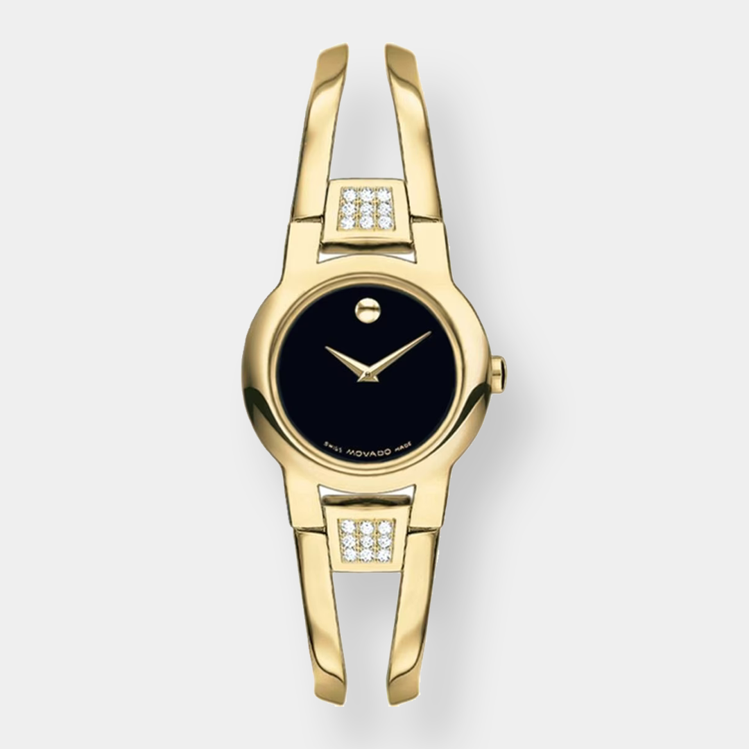 Movado Amarosa – Schwarz 24mm Edelstahl Gold