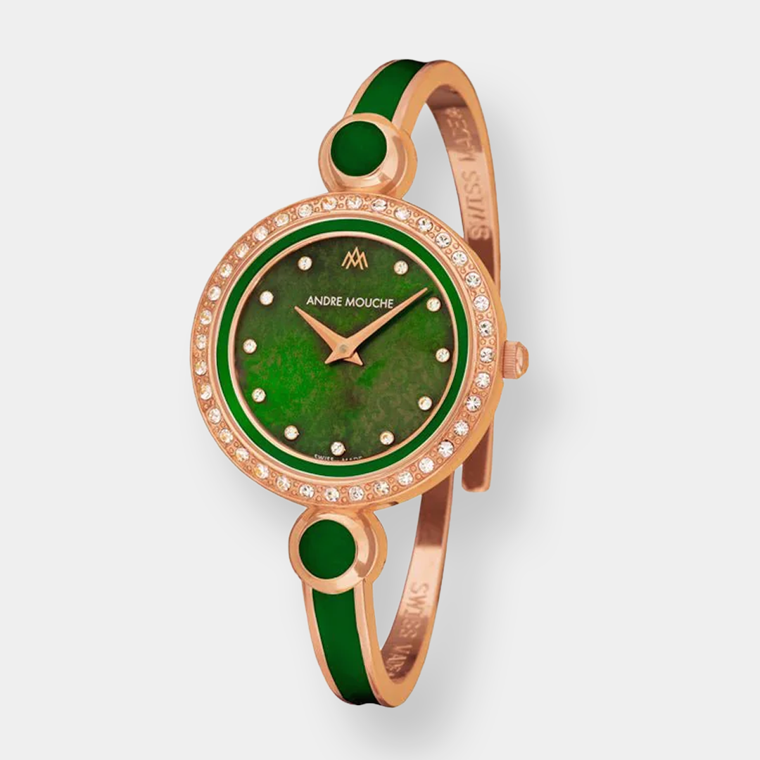andré mouche aria crystal quarz rosé grün 29mm swarovski