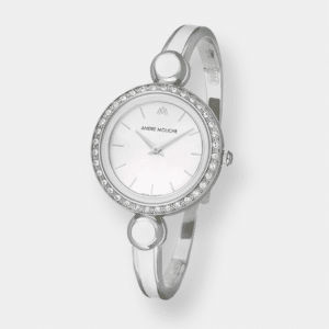 andré mouche aria crystal quarz weiss 29mm gold