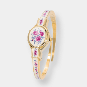 andré mouche rose quarz gold 22mm edelstahl