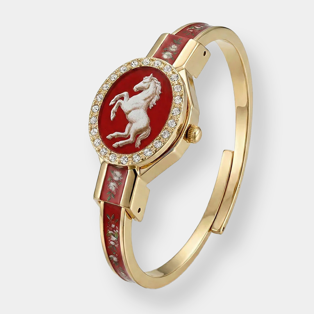 André Mouche Year of Horse Crystal Quarz - Rot 22mm 18 Karat