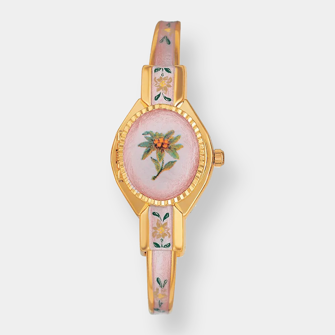 André Mouche Edelweiss Quarz - Gold Pink 22mm Edelstahl