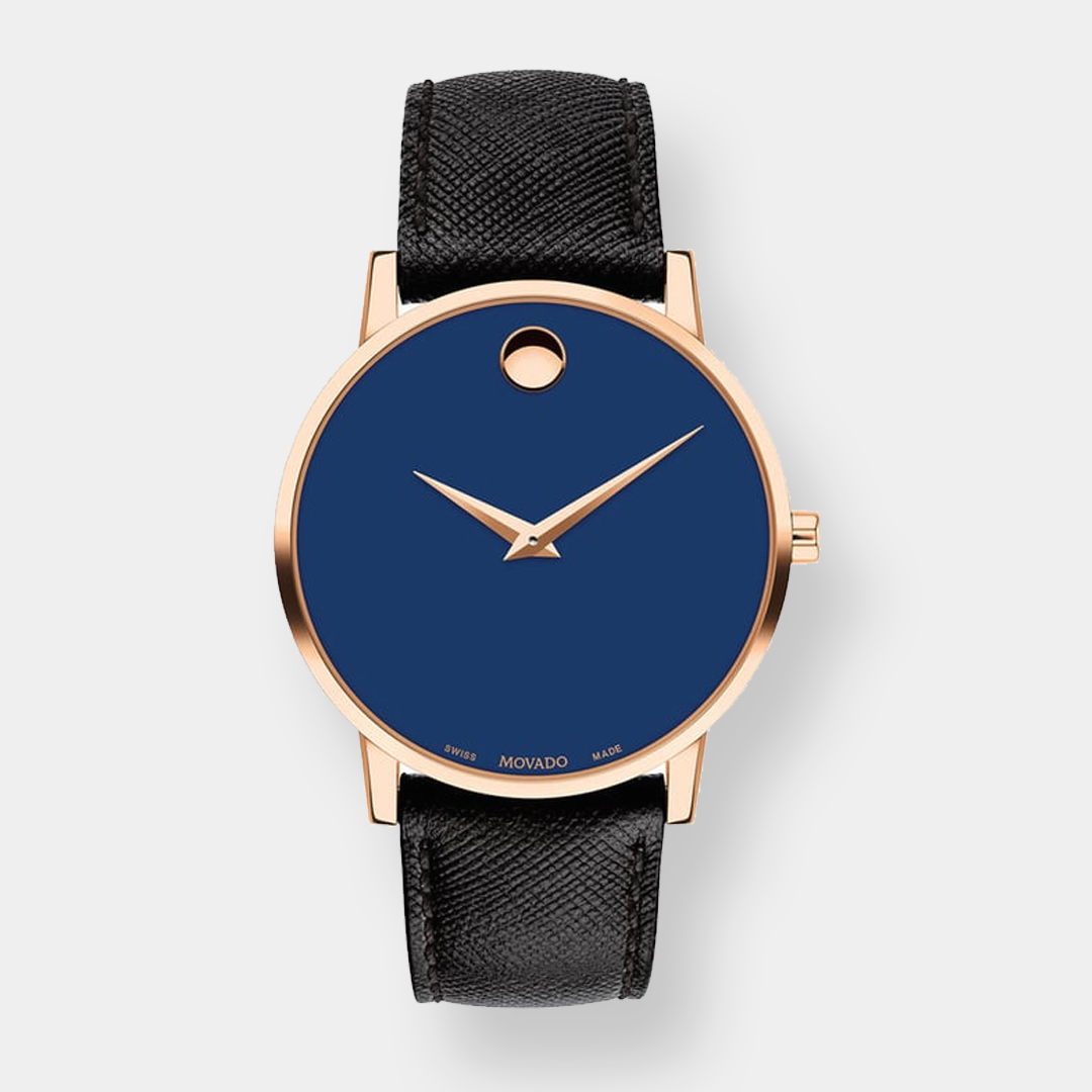Movado Museum Classic Quarz – Blau 40mm Rosé Gold PVD