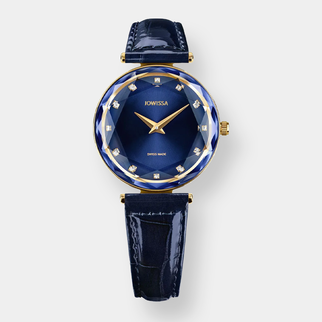 Jowissa . Facet Brilliant Quarz – Blau 30mm Gold Edelstahl