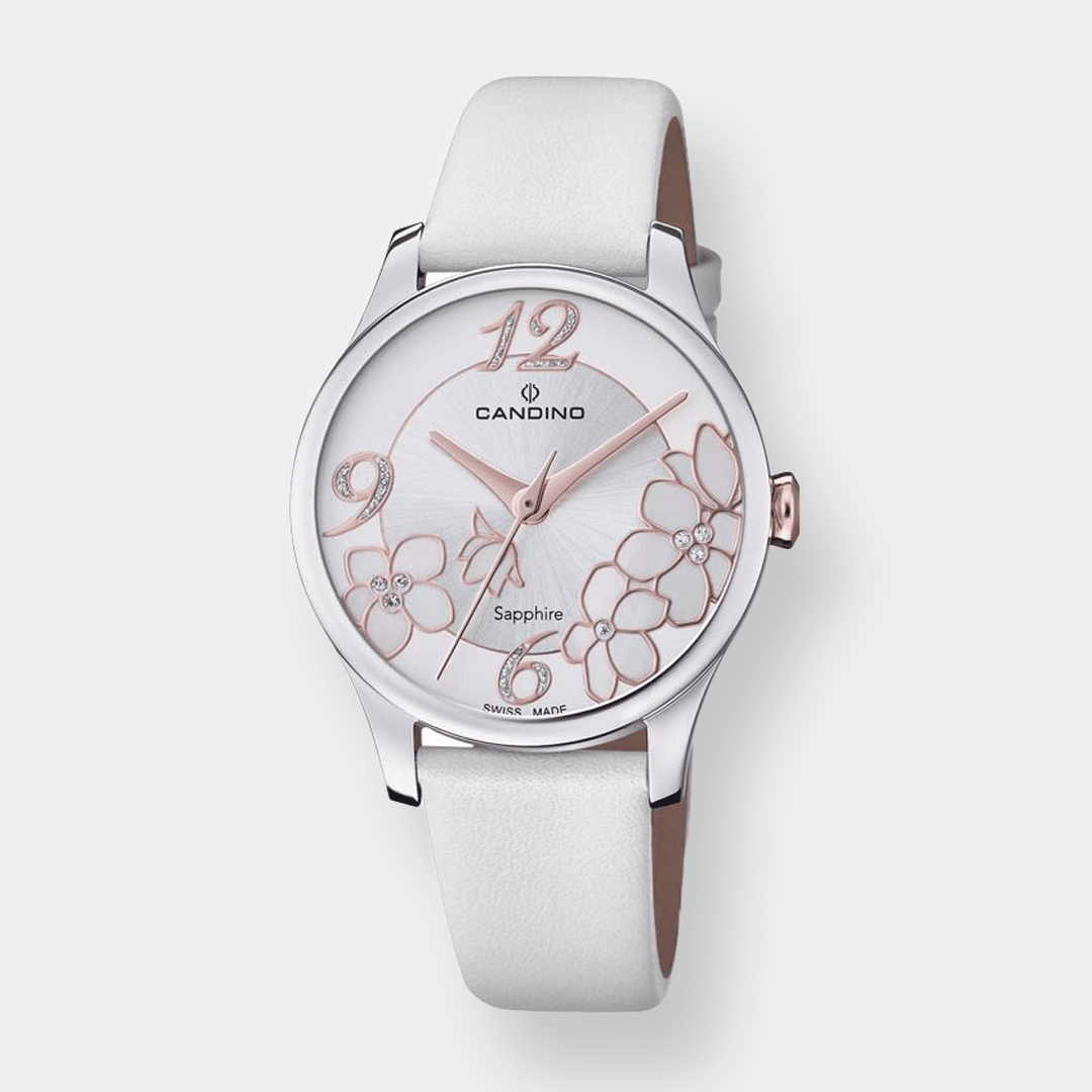 candino lady elegance quarz – perlmutt 33,5mm leder
