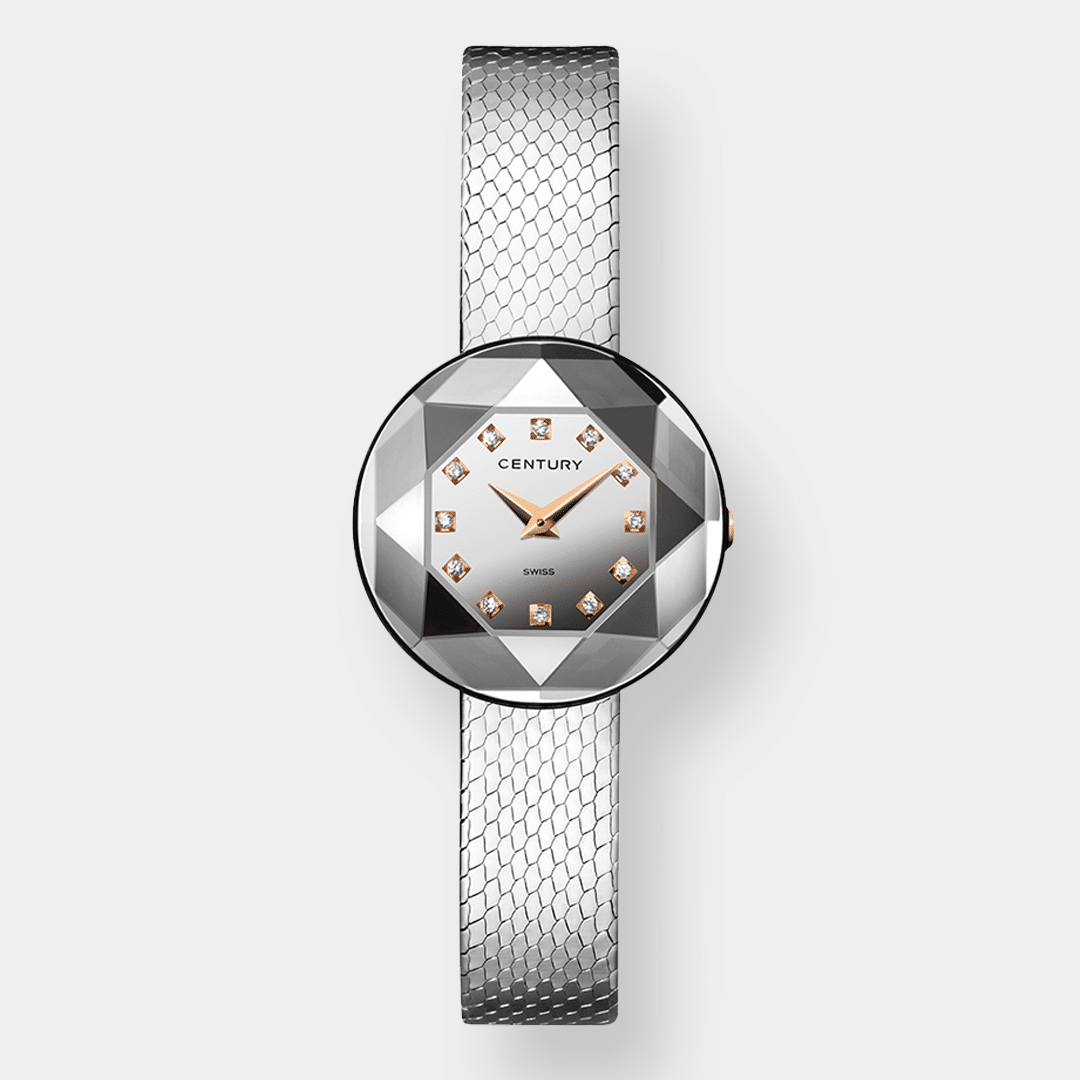century . couture quarz – silber 24.5mm saphir edelstahl
