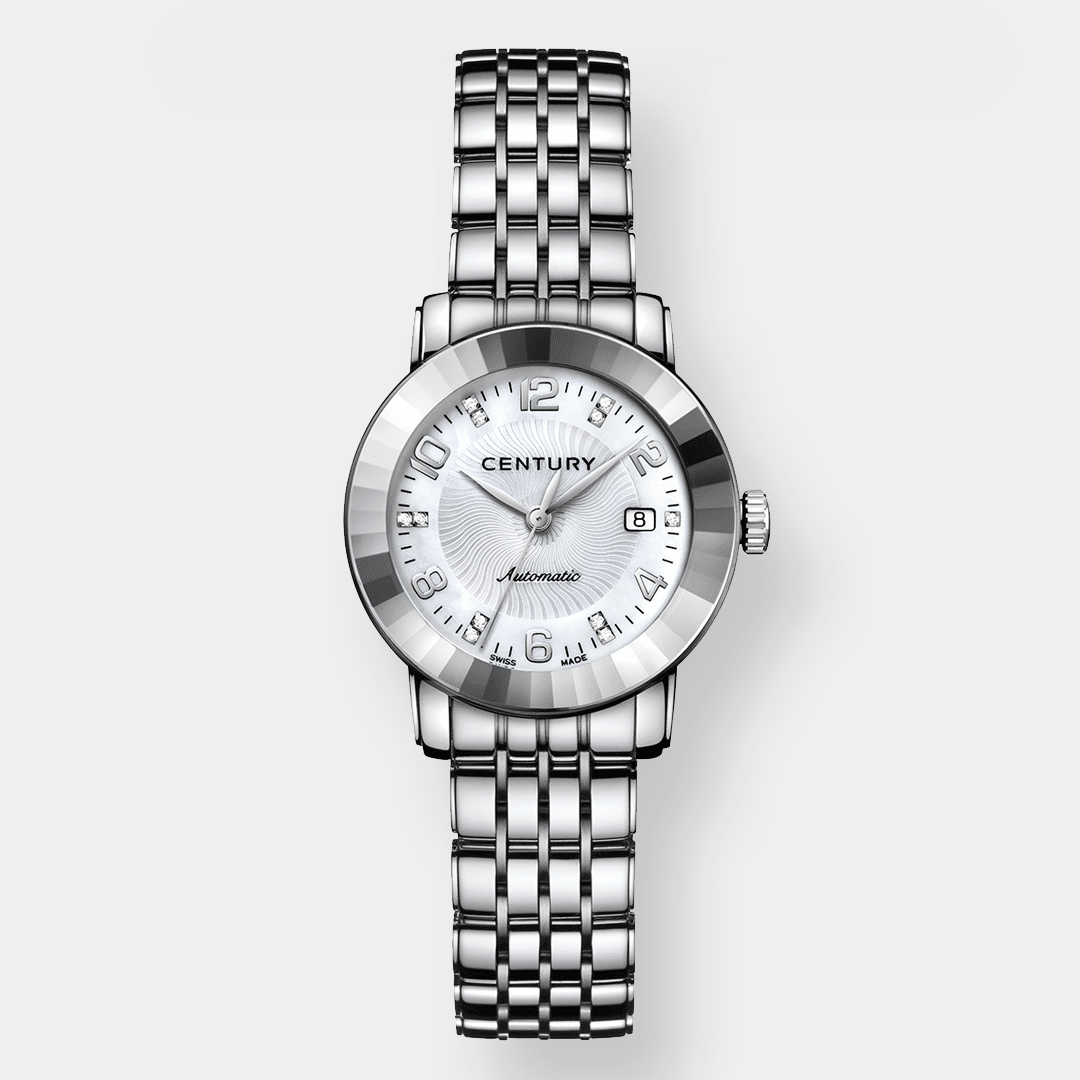 century . elegance automatik – perlmutt 30mm edelstahl