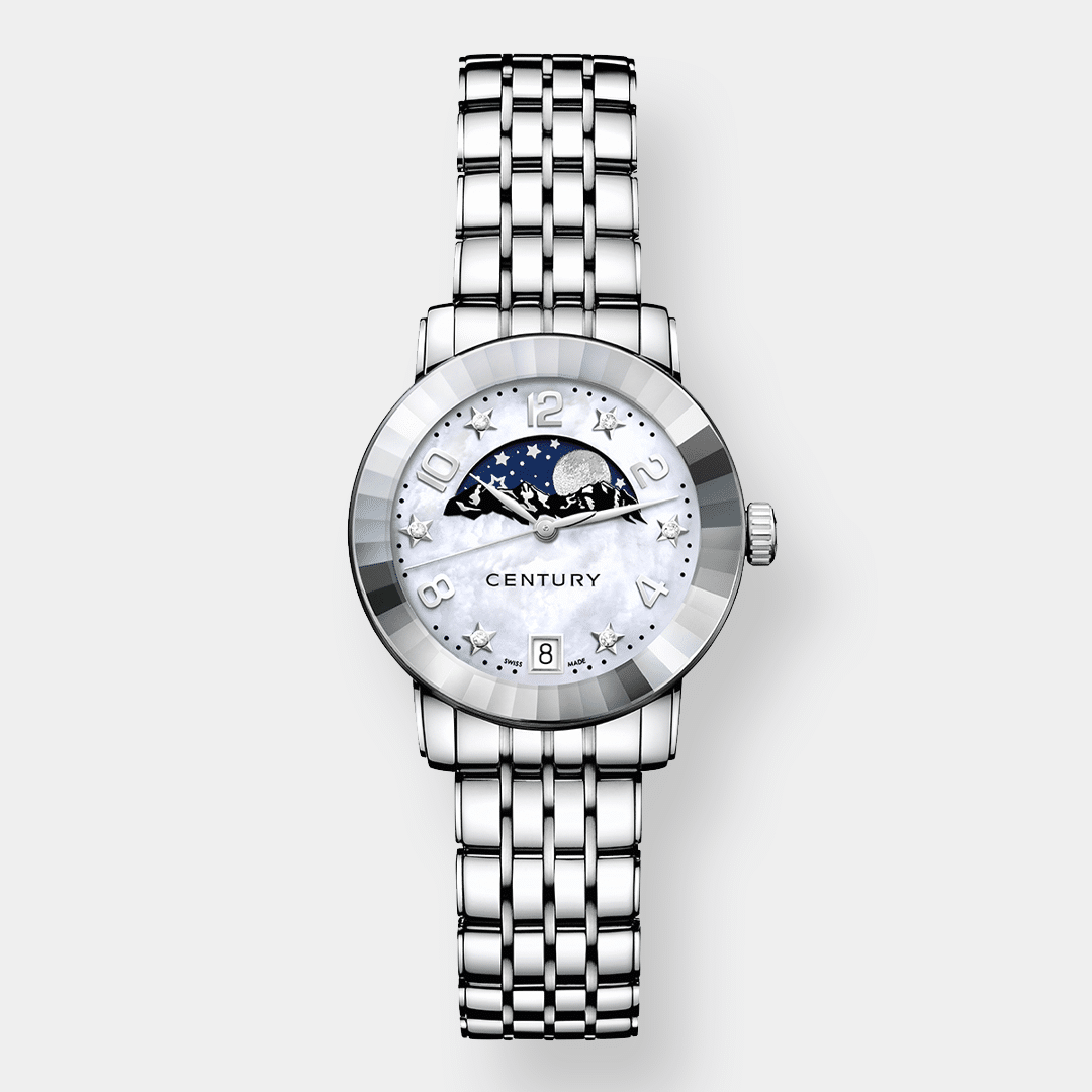 century . elegance moonphase – perlmutt 30mm edelstahl