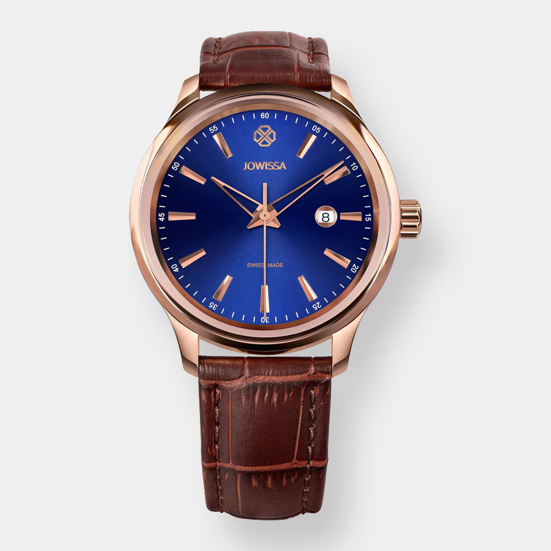 Jowissa . Tiro Quarz – Blau 45mm Roségold Leder