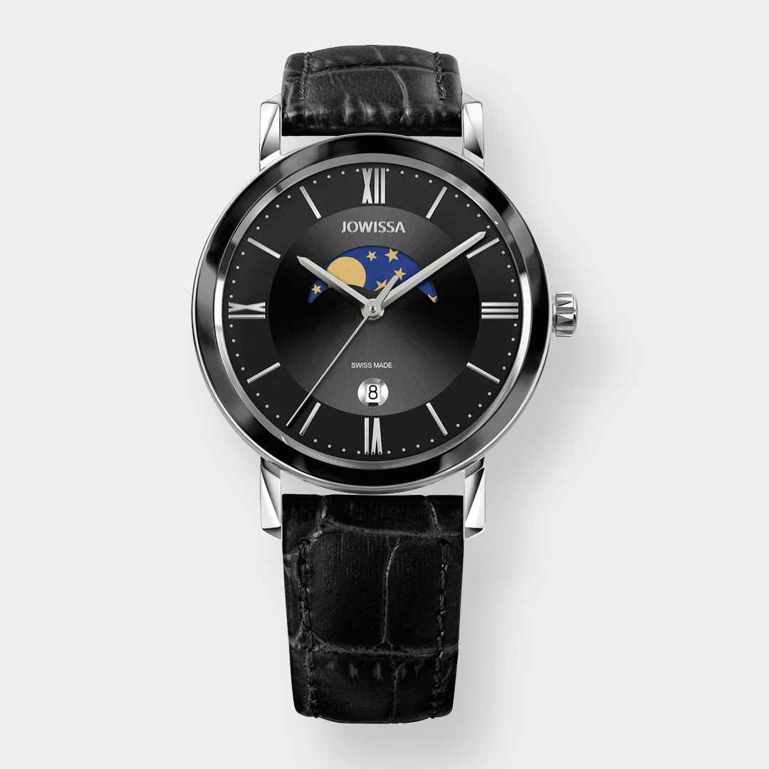 Jowissa . Magno Moon Quarz - Schwarz 40mm Leder