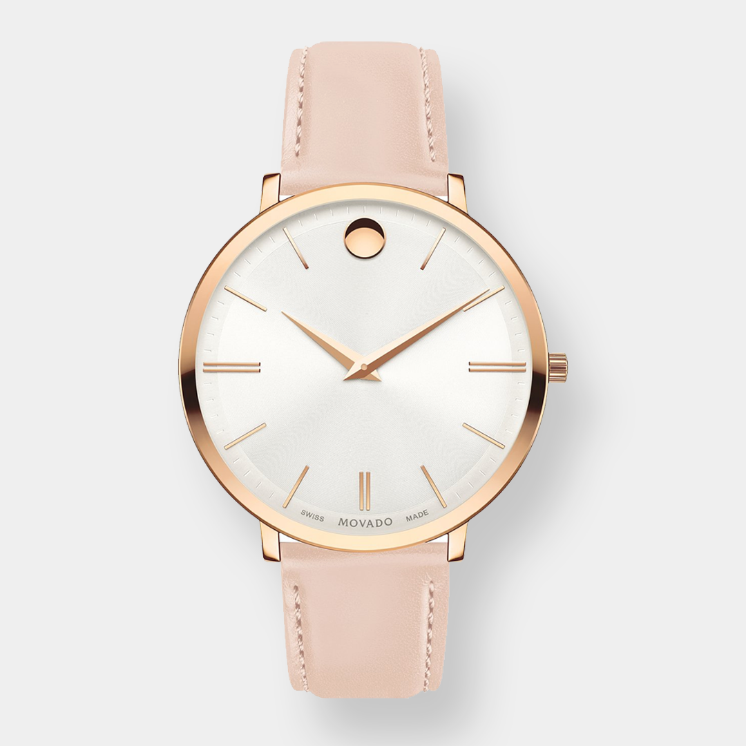 Movado Ultra Slim Quarz – Weiß 35mm Rosé Gold PVD