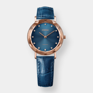 jowissa . aura quarz – rosé 30mm blau leder