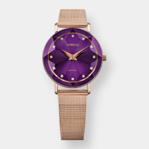 jowissa . facet quarz – lila 30mm rosé gold edelstahl