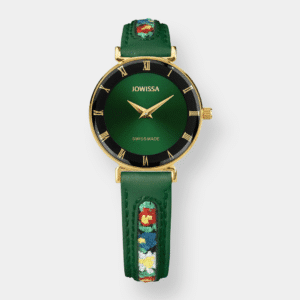 jowissa . roma ethno quarz gold 27mm grün leder