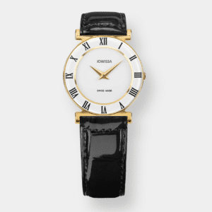 jowissa . roma quarz – gold 30mm schwarz leder