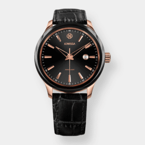jowissa . tiro quarz – rosé 45mm schwarz leder
