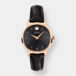 movado 1881 automatik – schwarz 30mm rosé gold
