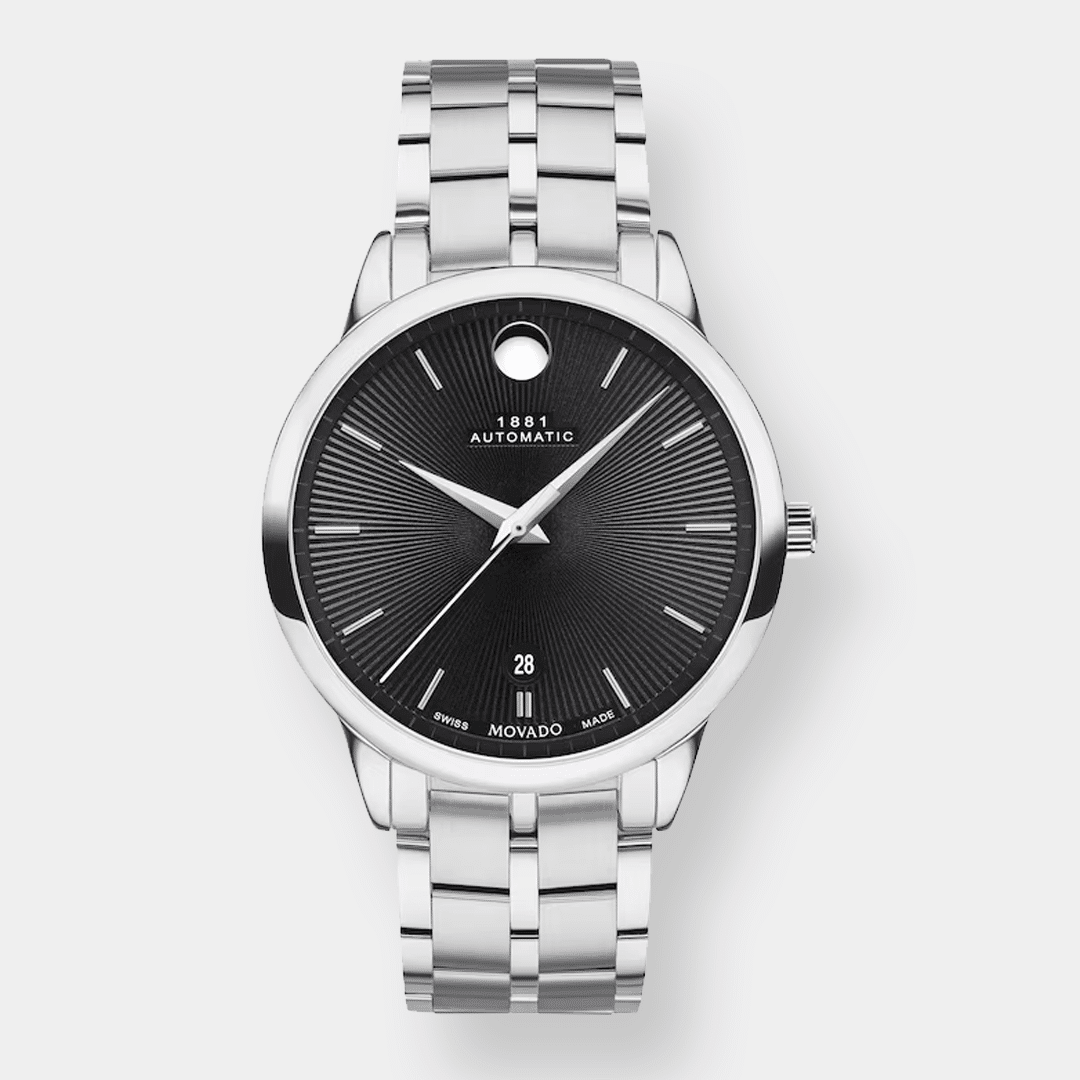 movado 1881 automatik – schwarz 39mm edelstahl