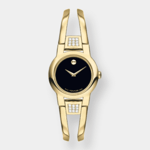movado amarosa – schwarz 24mm edelstahl gold