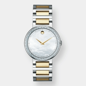 movado concerto quarz – bicolor 30mm edelstahl diamant