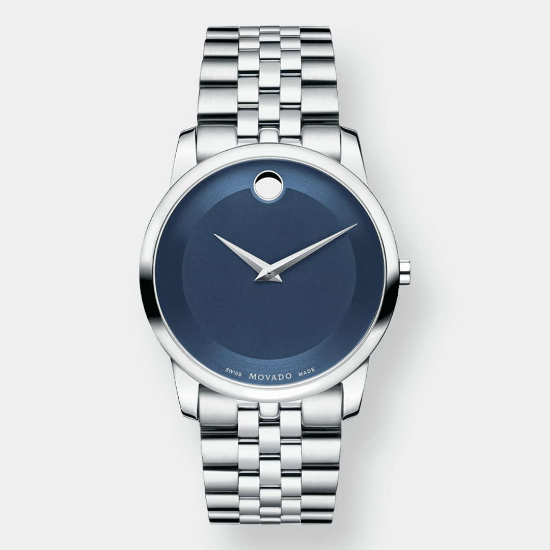 movado museum classic – blau 40mm edelstahl