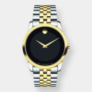 movado museum classic quarz bicolor 40mm schwarz