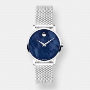 movado museum classic quarz – blau 28mm edelstahl
