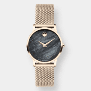 movado museum classic quarz – perlmutt 28mm rosé gold