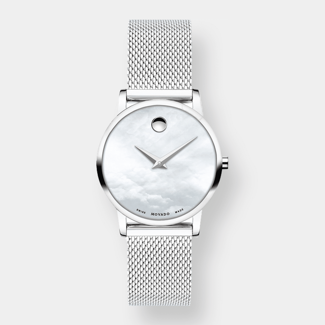 movado museum quarz – perlmutt 28mm edelstahl