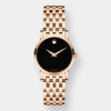 movado red label automatic lady – schwarz 26mm edelstahl rosé