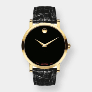 movado red label automatic – schwarz 42mm edelstahl gold
