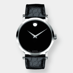 movado red label automatik – schwarz 42mm edelstahl