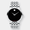 movado red label automatik – schwarz 42mm edelstahlband
