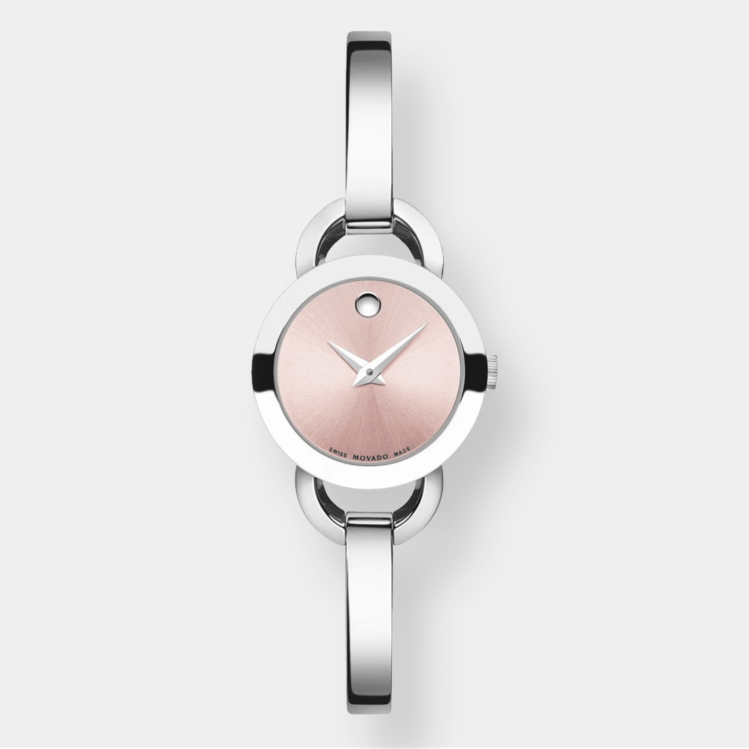 movado rondiro quarz – rosa 22mm edelstahl spangenuhr