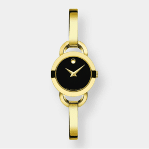 movado rondiro quarz – schwarz 22mm gold pvd spange