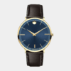 movado ultra slim gent – blau 40mm edelstahl gold