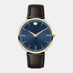 movado ultra slim gent – blau 40mm edelstahl gold