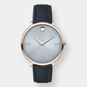 movado ultra slim quarz – blau 35mm rosé gold pvd