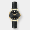 movado ultra slim quarz – schwarz 28mm gold pvd