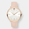 movado ultra slim quarz – weiß 35mm rosé gold pvd