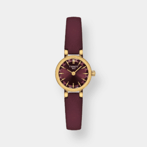 tissot lovely round quarz – bordeaux gold 19,5mm leder