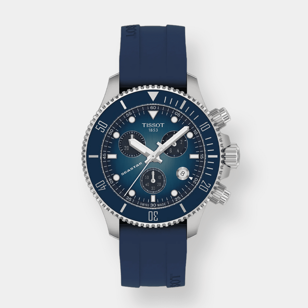 tissot seastar 1000 chronograph – blau 38mm silikon