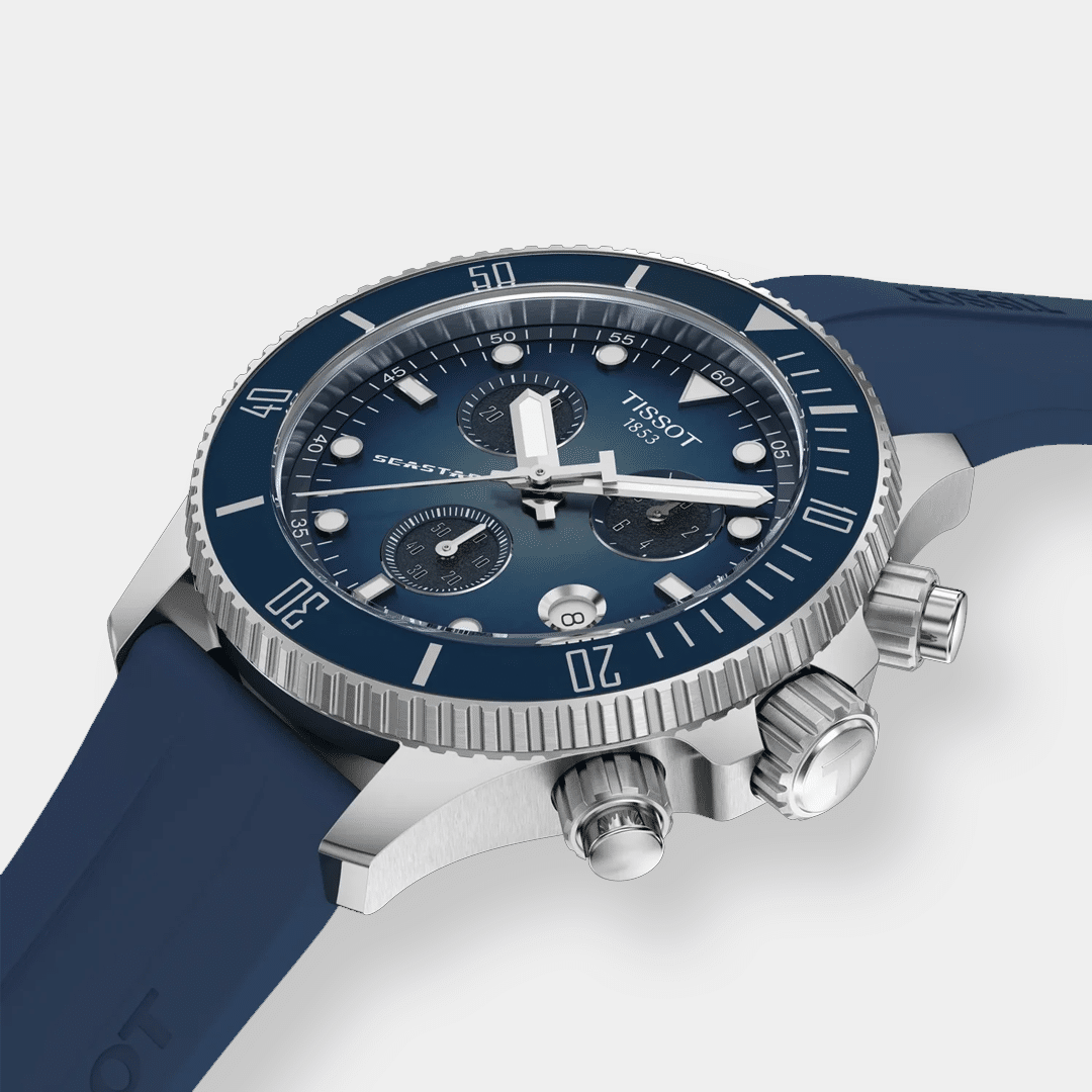 tissot seastar 1000 chronograph – blau 38mm silikon