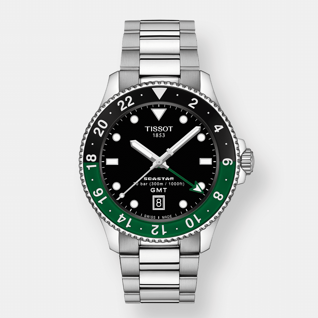 tissot seastar 1000 gmt quarz – schwarz grün 40mm