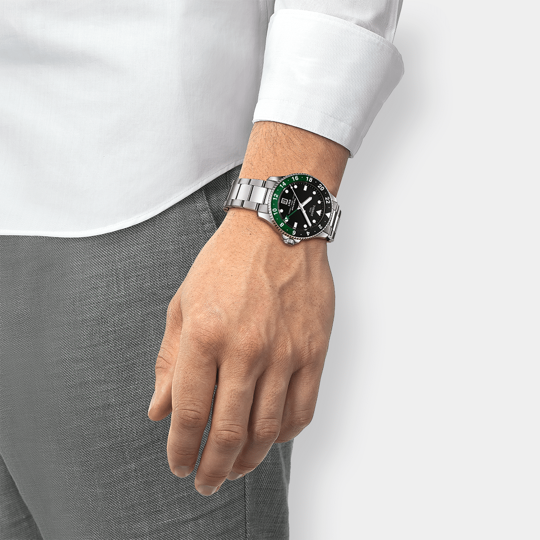tissot seastar 1000 gmt quarz – schwarz grün 40mm