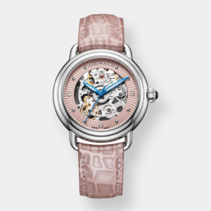 Aerowatch . 1942 Lady Skeleton Automatic - Leder 35mm Rosa