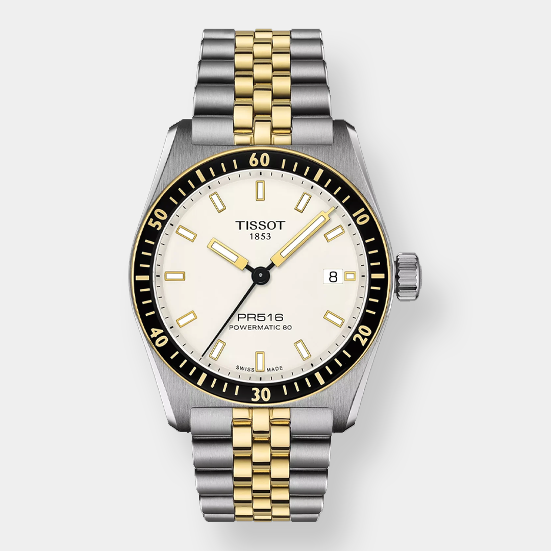 Tissot PR516 Powermatic 80 - Bicolor Weiss 38mm Edelstahl