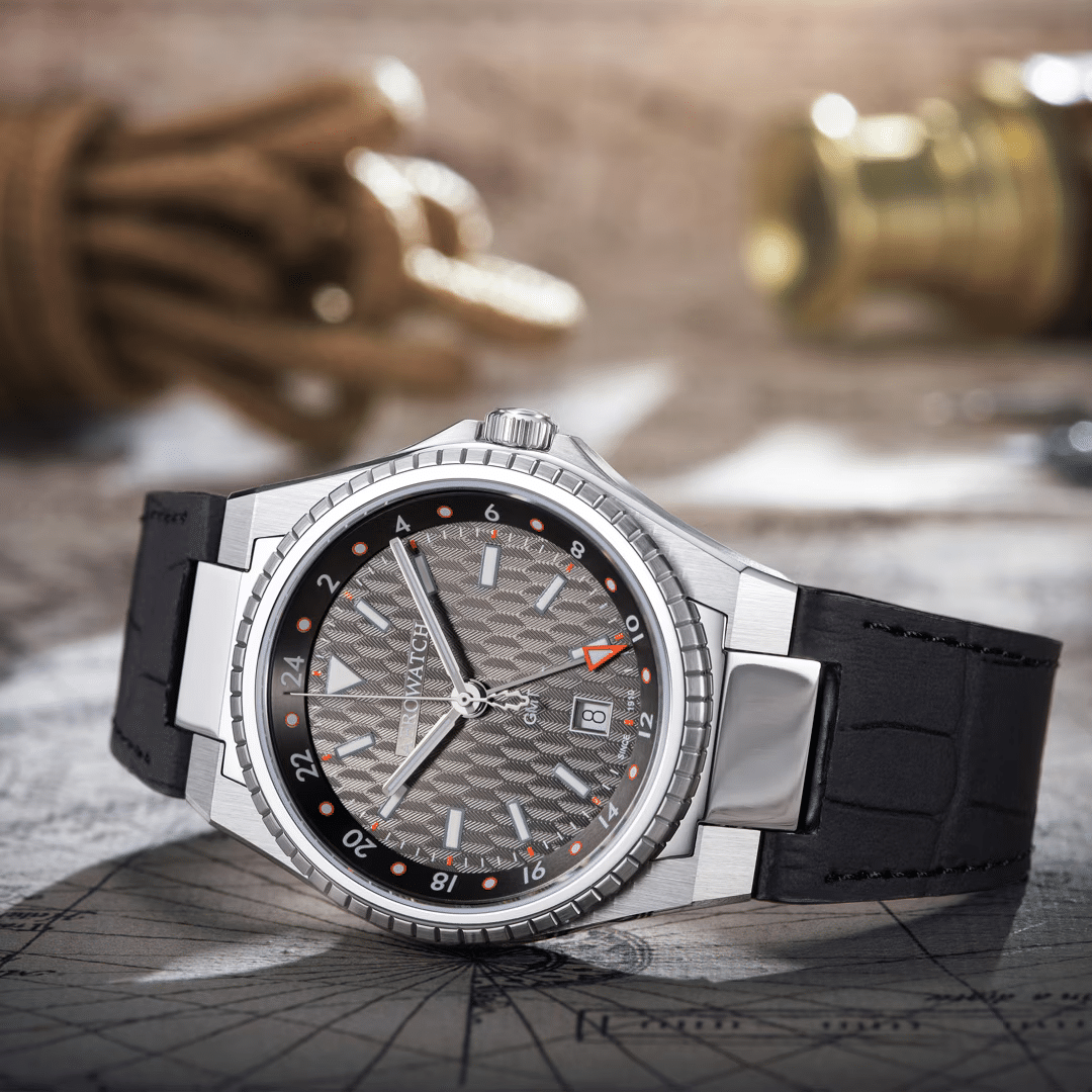 Aerowatch . Milan GMT Sport Quarz - Anthrazit 41mm Leder – Bild 2