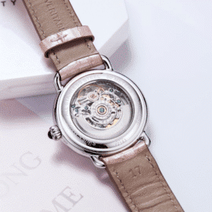 aerowatch . 1942 lady skeleton automatic leder 35mm rosa