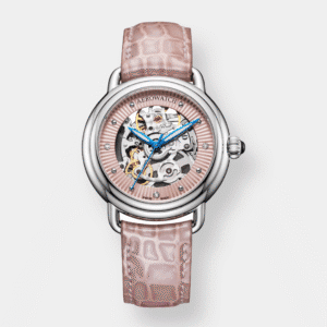 aerowatch . 1942 lady skeleton automatic leder 35mm rosa